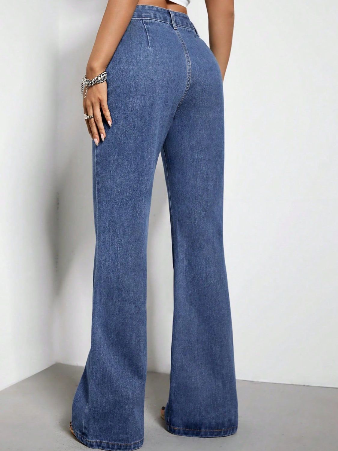 High Waist Bootcut Jeans with Pockets