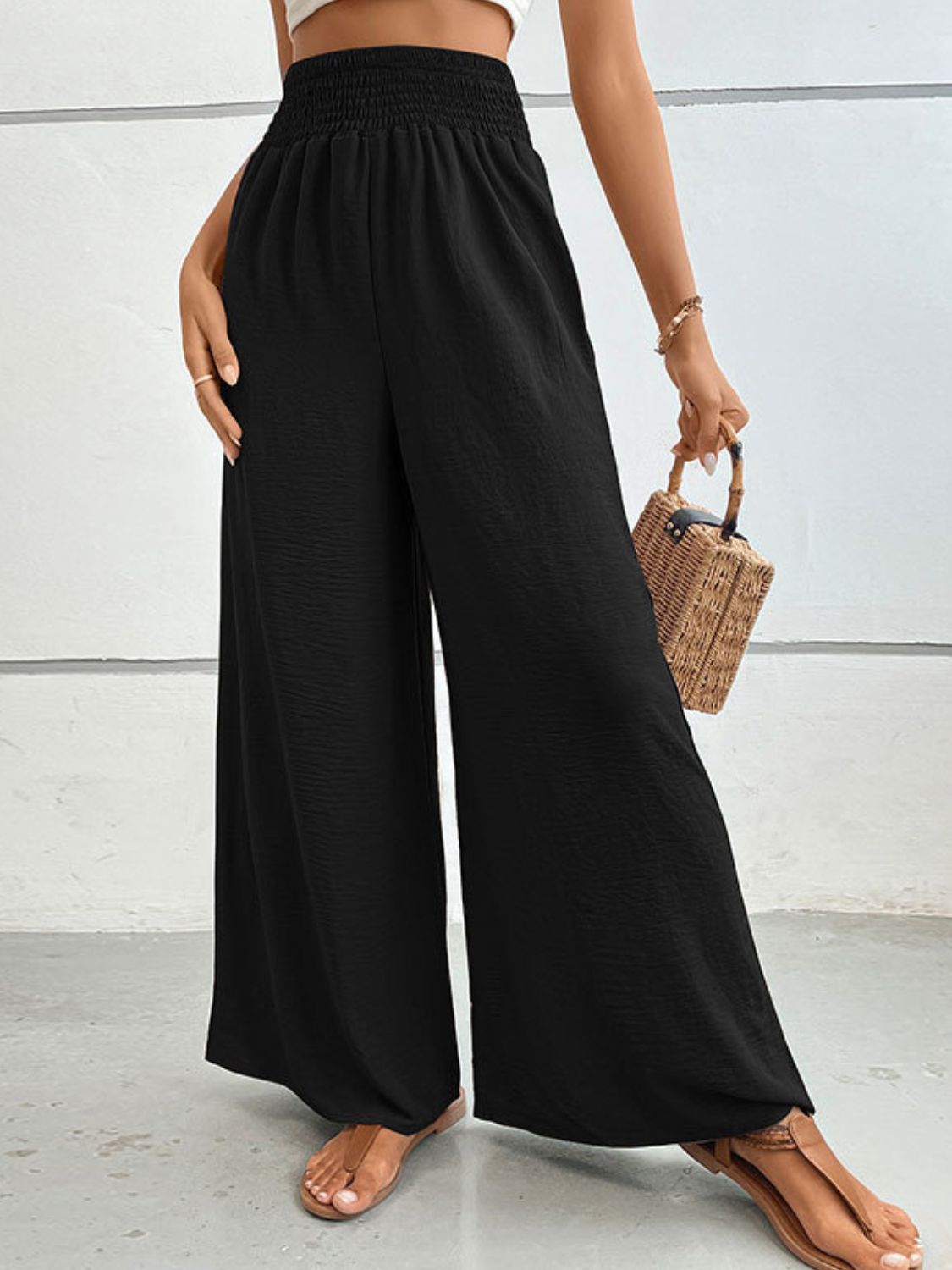 Perfee Wide Waistband Relax Fit Long Pants