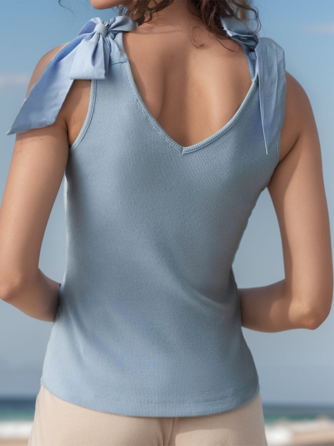 V-Neck Tie Shoulder Tank